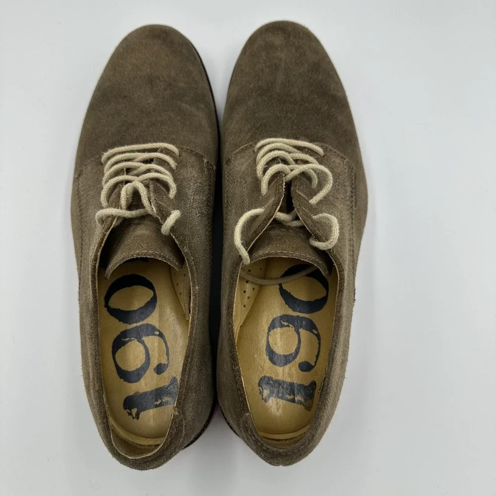 Mens 1901 Taupe Brown Suede Leather Lace‎ Up Oxford Dress Shoes 9W Preppy M23209